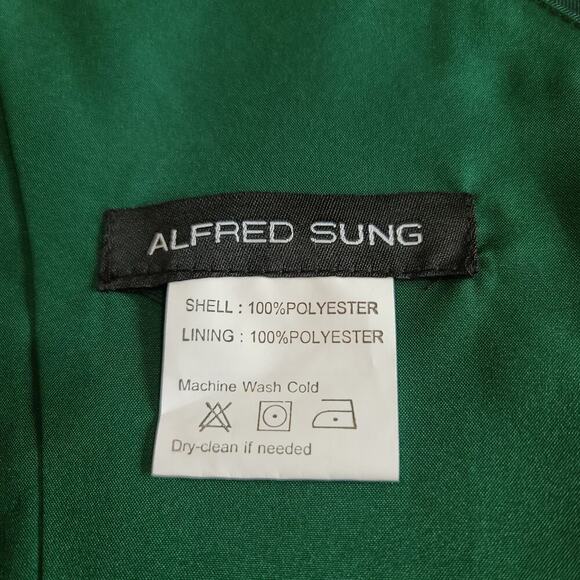 New Alfred Sung D777 Satin Cocktail Dress size 16 Hunter - Picture 5 of 5